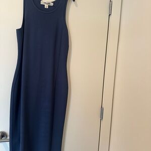 DVF Sleeveless sheath blue Dress.  Worn once, mid calf length.Size Medium-fits 8